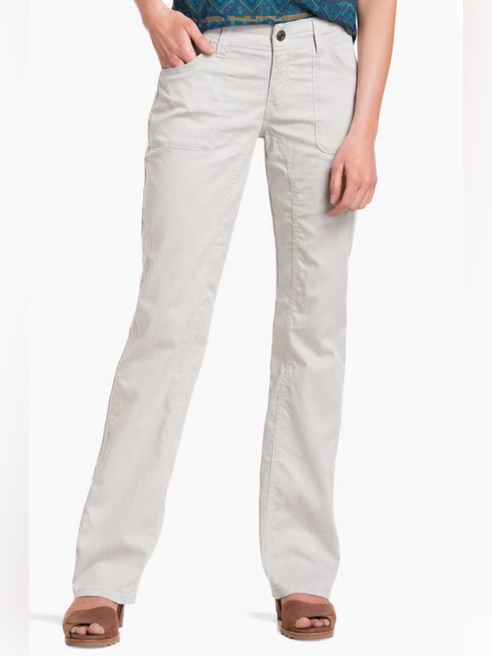 Kuhl Womenโs Straight-Leg Jeans in Light Gray